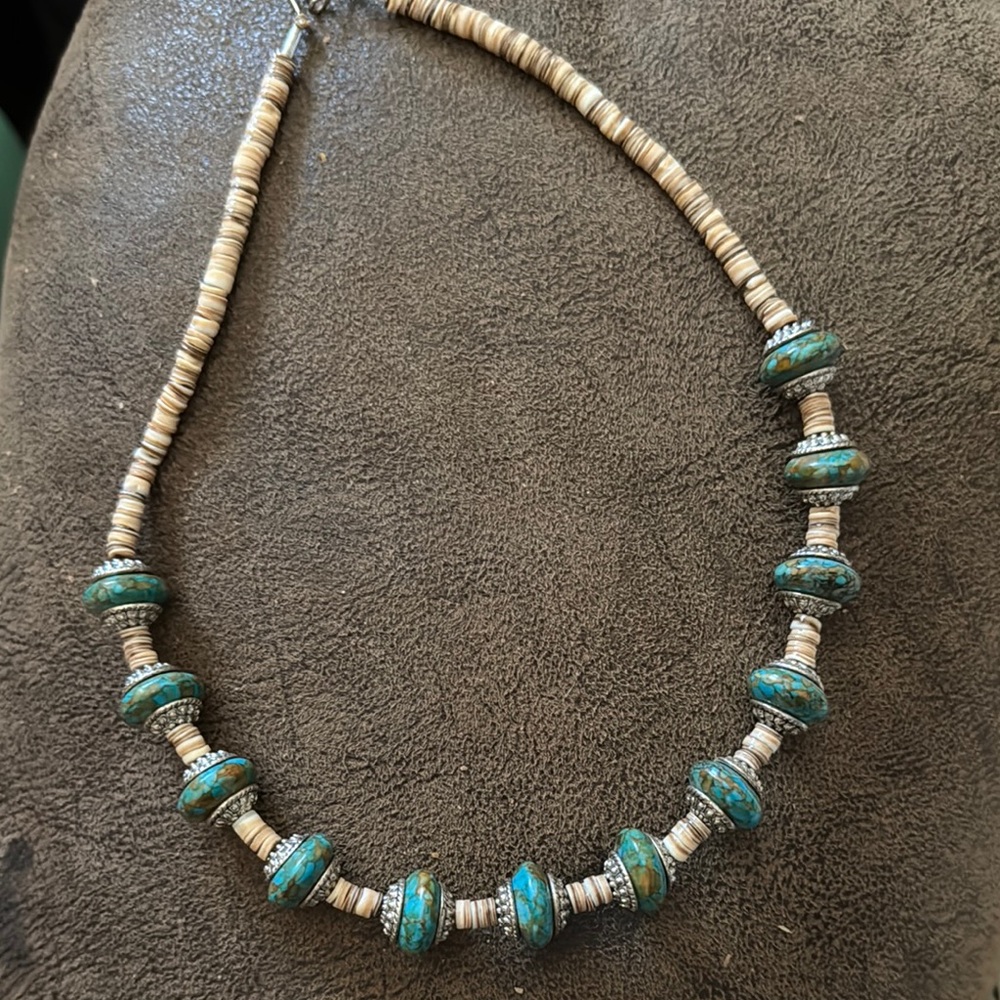 Artisan Turquoise and Beige Beaded Necklace
